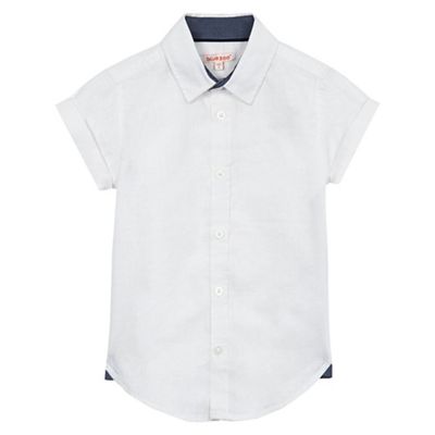 Boys' white linen blend shirt